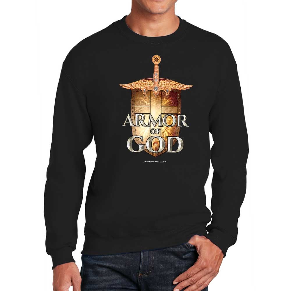 ARMOR OF GOD SWORD & SHIELD - CREW NECK SWEATSHIRT- BLACK