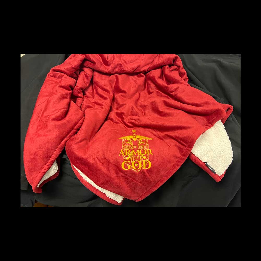 ARMOR OF GOD - LODGE THROW BLANKET RED-GOLD