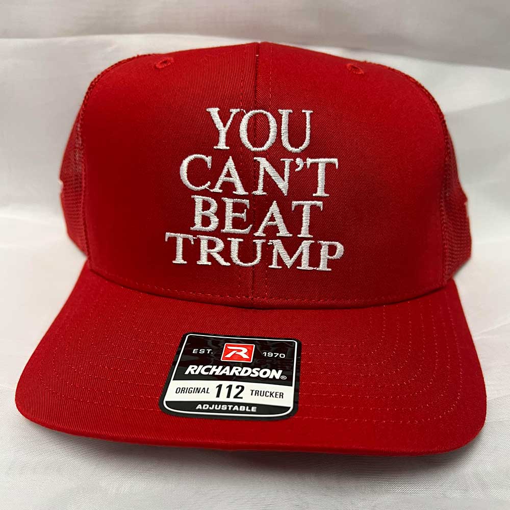 YOU CANT BEAT TRUMP - TRUCKER HAT - RED
