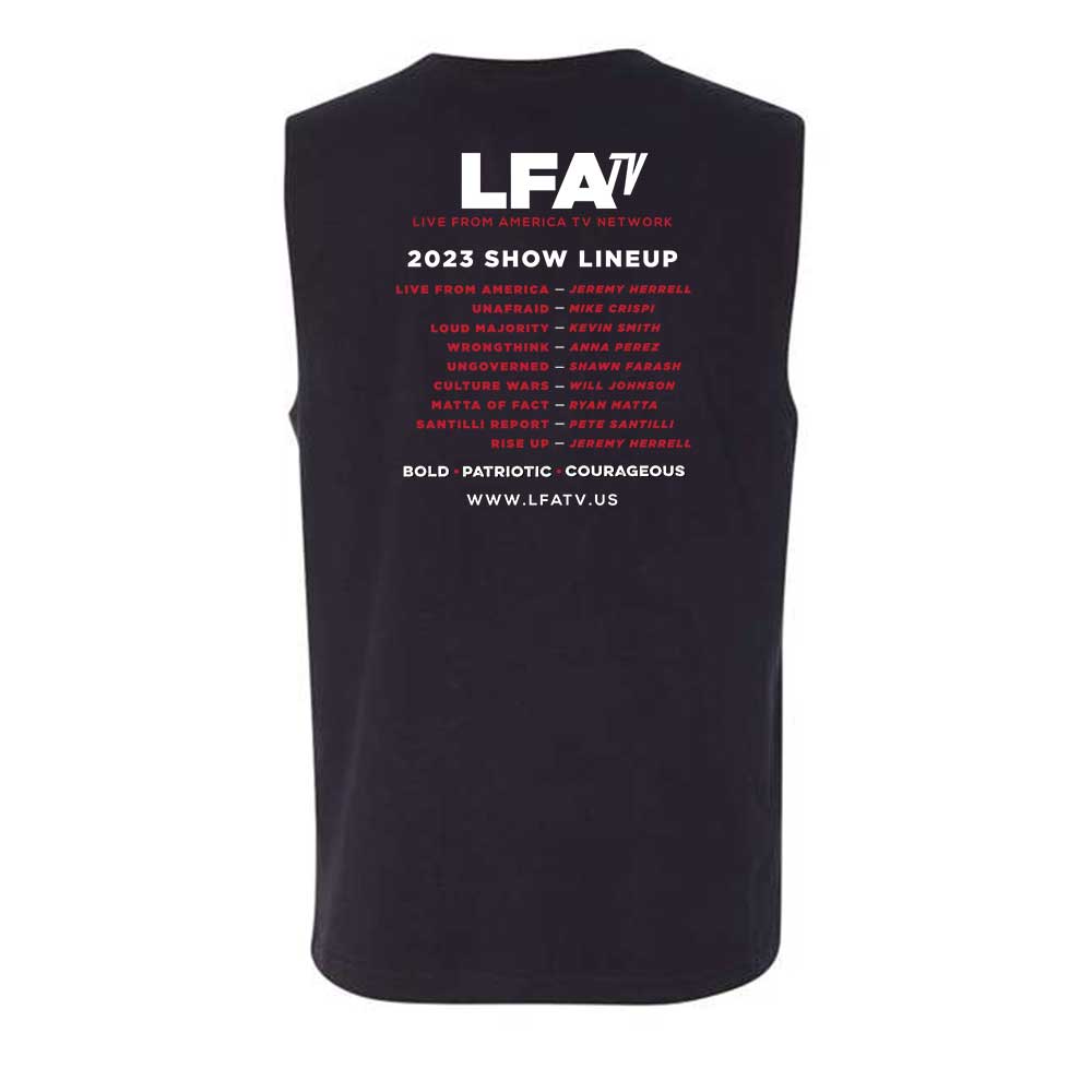 NEW! LFATV SHOW LINEUP TOUR STYLE MENS SLEEVE-LESS TANK BLACK